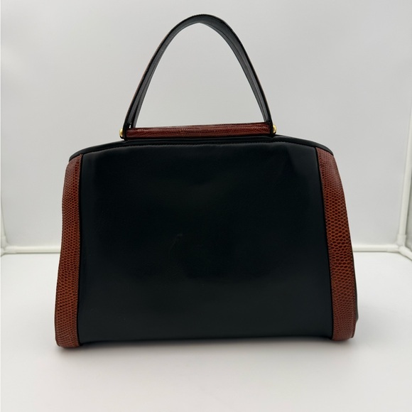 COLOMBO 1937 MILANO Black w/ Exotic Genuine LIZARD 36 FRAME Bag • Made in ITALY - Picture 3 of 15